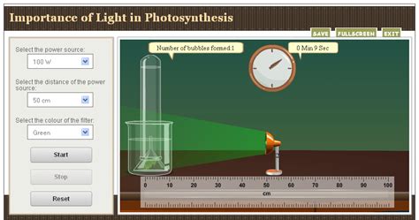 Olabs photosynthesis simulator - Name: _Traci Leos _____ Photosynthesis Virtual Lab Go to: (or search for OLABS Photosynthesis simulator) Introduction: During the process of photosynthesis, oxygen is released. The release of oxygen can be visibly observed in aquatic plants as bubbles. Counting the number of bubbles released over a period of time can serve as a …